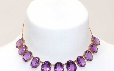 A late Victorian amethyst fringe necklace