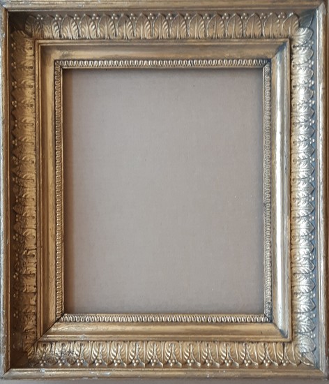 A late classicist gilt and carved wood frame with acanthus leaves. Presumably P.C. Damborg. 1830s. Visible size 25×20 cm. Frame size 36×31 cm.