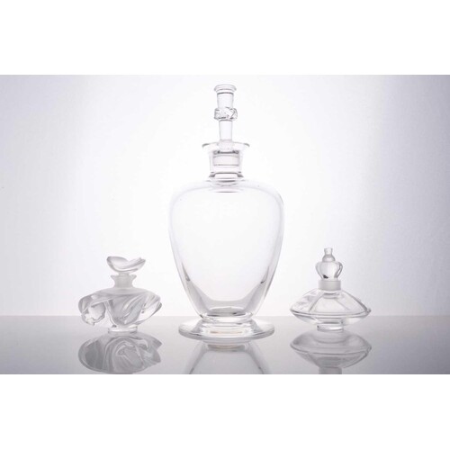 A modern Lalique France clear glass decanter of shouldered f...