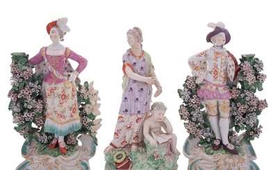 A pair of Derby porcelain bocage figures of the Ranelagh Dan...
