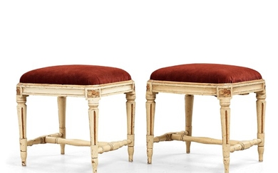 A pair of Gustavian stools, late 18th century.
