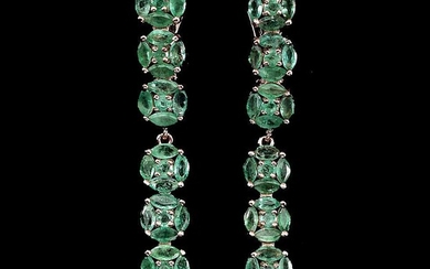 A pair of emerald ear pendants each set with numerous navette and circular-cut emeralds, mounted in rose gold plated sterling silver. L. 4.3 cm. (2)