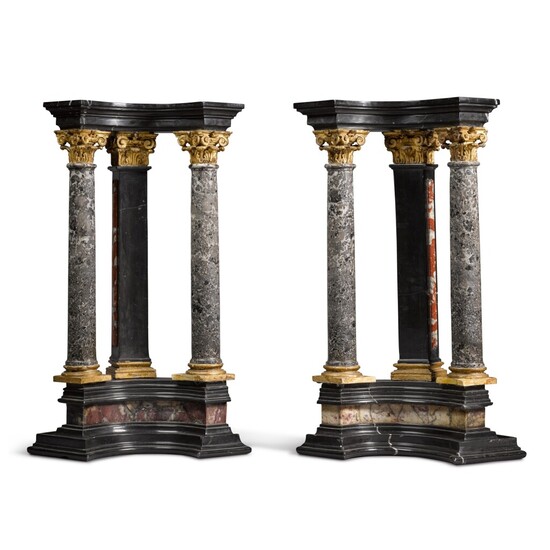 A pair of large Italian marble models of columns, late 19th/early 20th century