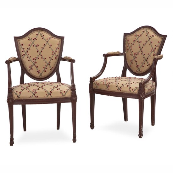NOT SOLD. A pair of painted Louis XVI armchairs. Late 18th century. (2). – Bruun Rasmussen Auctioneers of Fine Art