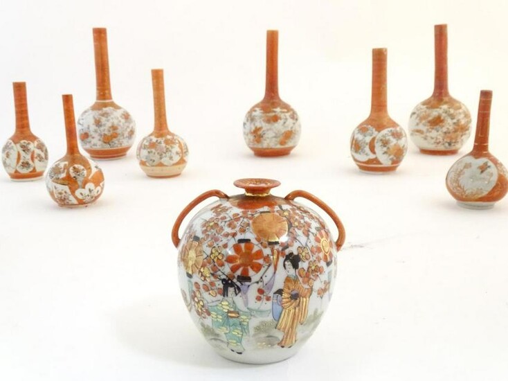 A quantity of Japanese Kutani vases, comprising 12