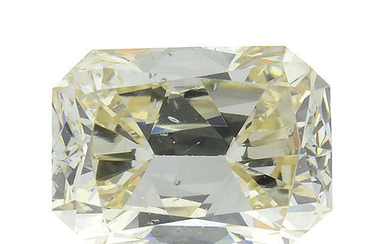 A rectangular shape 'light yellow' diamond, weighing 0.62ct, with GIA report.
