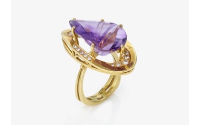 A ring with an amethyst and brilliant-cut diamonds - Nuremberg, Juwelier SCHOTT