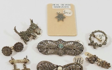A selection of marcasite set jewellery including a necklace ...