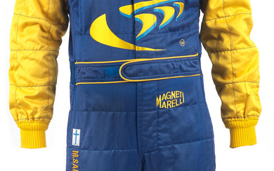 A set of Mika Salo BAR race overalls by SPARCO...
