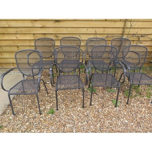 A set of eight Bramblecrest mesh garden chairs