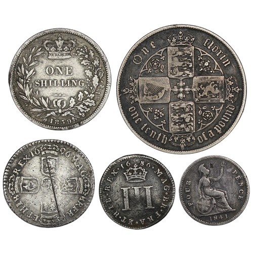 A small assortment of pre-decimal silver including 1686 thre...