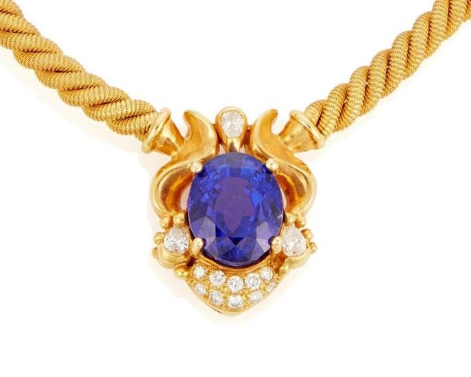 A tanzanite and diamond pendant necklace