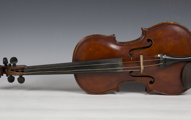 A violin, the interior inscribed 'Ernest. E. White Wednestfield, 1924', length of back exc