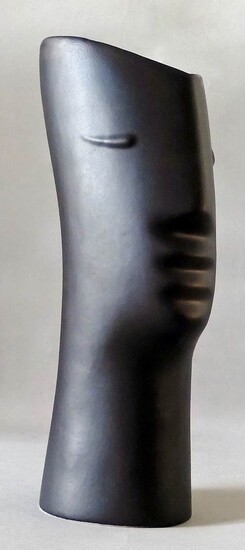 AMBROGIO POZZI (1931-) - ROMETTI UMBERTIDE Black glazed stylized head...