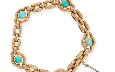 AN ANTIQUE TURQUOISE BRACELET, CIRCA 1900 in 15ct