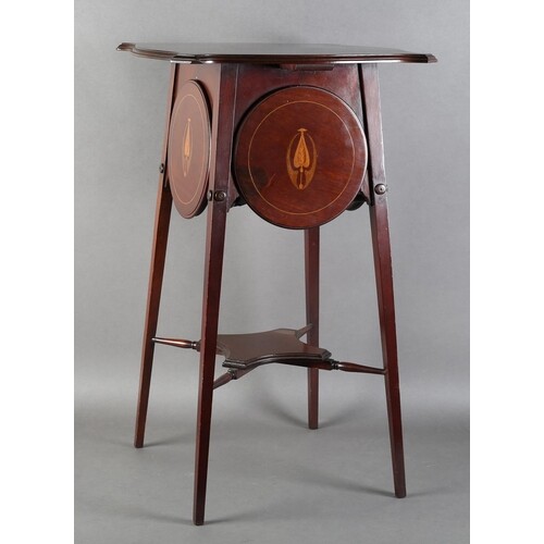 AN EDWARD VII MAHOGANY AND SATINWOOD BANDED OCCASIONAL TABLE...