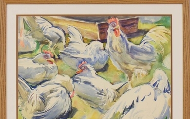 ANNA CHEREDNICHENKO (1917-2003) 'Chicken yard' 1964, waterco...