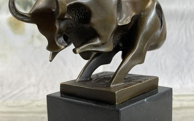 Abstract Modern Charging Bull Bronze Sculpture