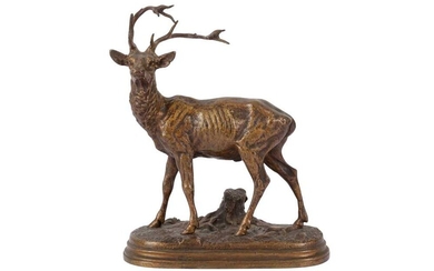 Alfred Dubucand (French, 1828-1924): A bronze model of a stag
