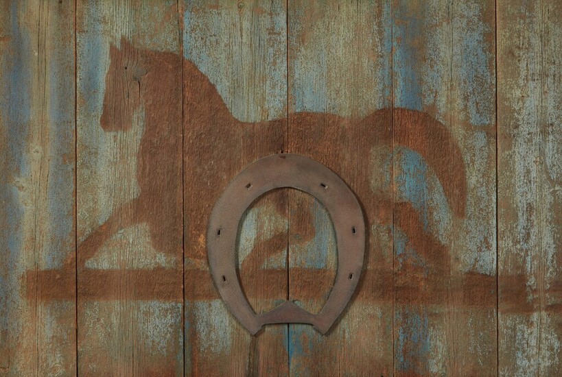 American Blue and Black-Painted Tack Trade Sign, 19th Century