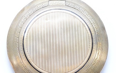 An Art Deco silver and black enamel compact, London import 1...