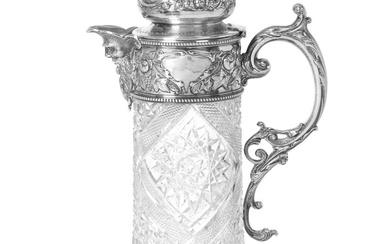 An Edward VII Silver-Mounted Cut-Glass Claret-Jug The Silver Mounts by Atkin Brothers, Sheffield, 1901