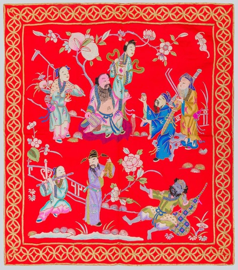 An Embroidered Figurative Panel, China.