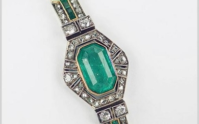 An Emerald & Diamond Bracelet.