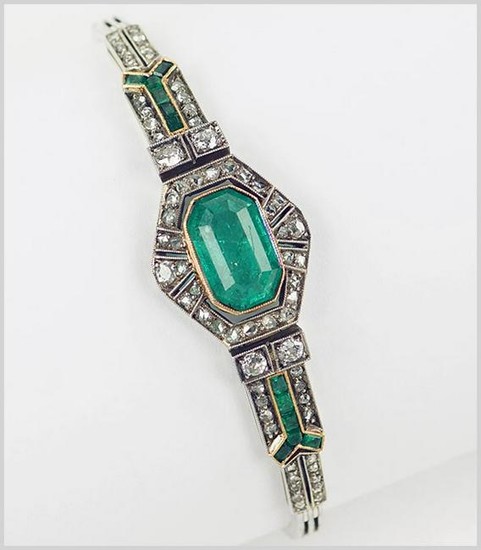 An Emerald & Diamond Bracelet.