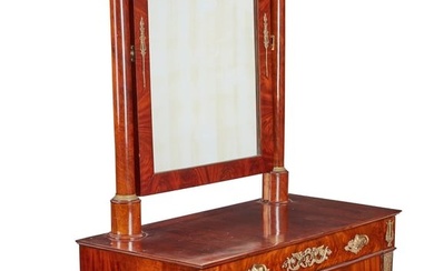 An Empire style dressing commode and mirror