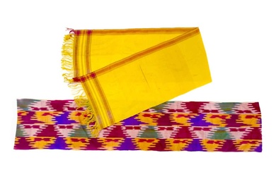 An Ikat silk shawl, 19th century.
