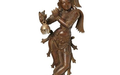 An Indian Chola-style Lord Krishna bronze sculpture