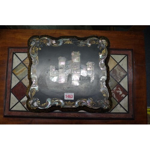 An antique mother-of-pearl and gilt decorated rectangular ga...