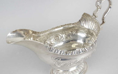 An early George III Scottish silver pedestal sauce boat.