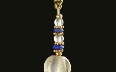 Ancient Crystal Pendant with Lapis Lazuli and crystal melon beads - (1)