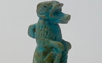 Ancient Egyptian Faience Squatting monkey - 3.2 cm
