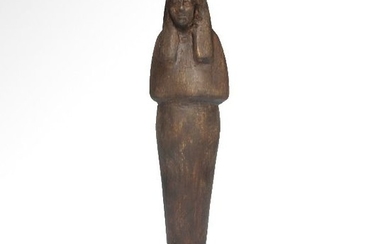 Ancient Egyptian Wood Wooden Shabti, 21st-22nd Dynasty