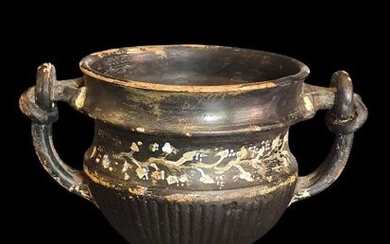 Ancient Greek Ceramic Decorated Skyphos, Gnathia. 3rd C. BC - 12.5×11×17 cm
