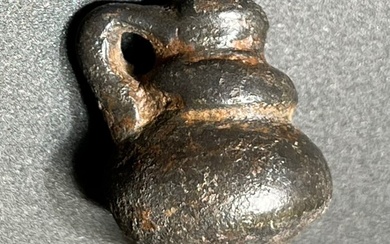 Ancient Roman Bronze Figurine, Amulet-Pendant shaped as a one handled Wine Jug- Oinochoe. With an Austrian Export