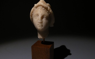 Ancient Roman Marble Head of Hermes - Mercury. 11,5 cm H. 1st - 2nd century AD.