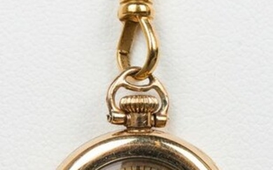 Antique 14K Yellow Gold Pocket Watch W/ Fob Chain