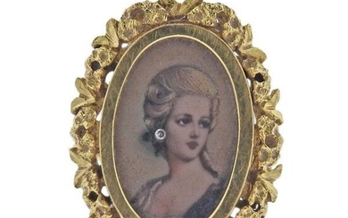 Antique 18k Gold Miniature Portrait Ring