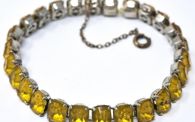 Antique Art Deco Emerald Cut Crystal Bracelet