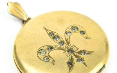 Antique C 1900 Gold Fleur de Lis Locket Pendant