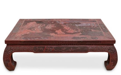 Antique Chinese Red Cinnabar Low Table