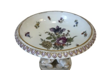 Antique Germany Hand Painted KPM Porcelain Footed Compote Stand
