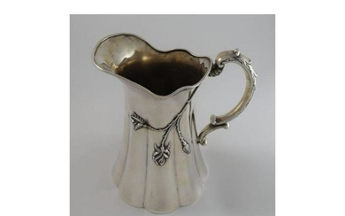 Antique Silverplate Water Pitcher with Roses #129 by
