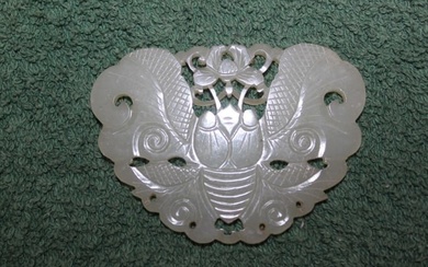 Antique / Vintage Chinese White Jade Butterfly