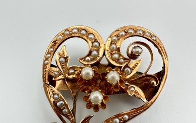 Antique brooch set with pearls <br>(a small pearl is missing)...
