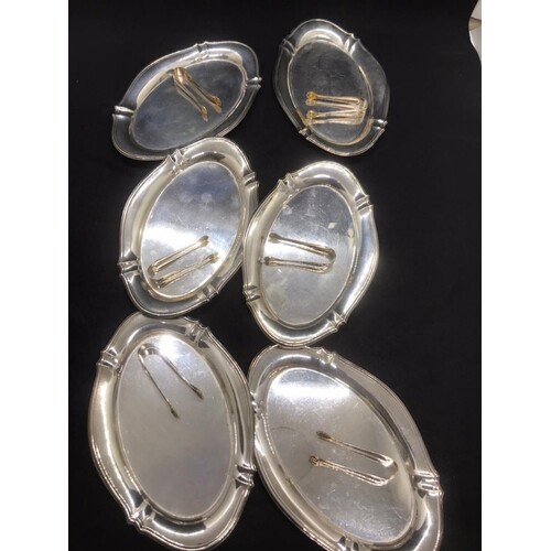 Antique style hallmarked German solid silver set of six stra...